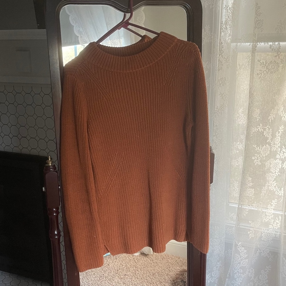 Lands End shaker stitch sweater medium cinnamon color
